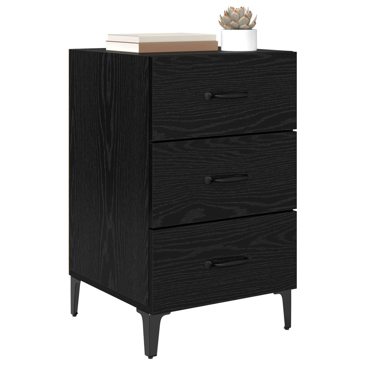 Armadio da Notte Rovere Nero 40 x 40.5 x 66 cm | homemem39
