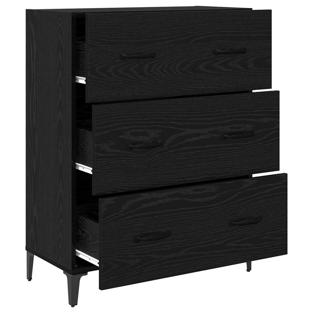Credenza con cassetto Rovere Nero 69,5 x 34 x 90 cm