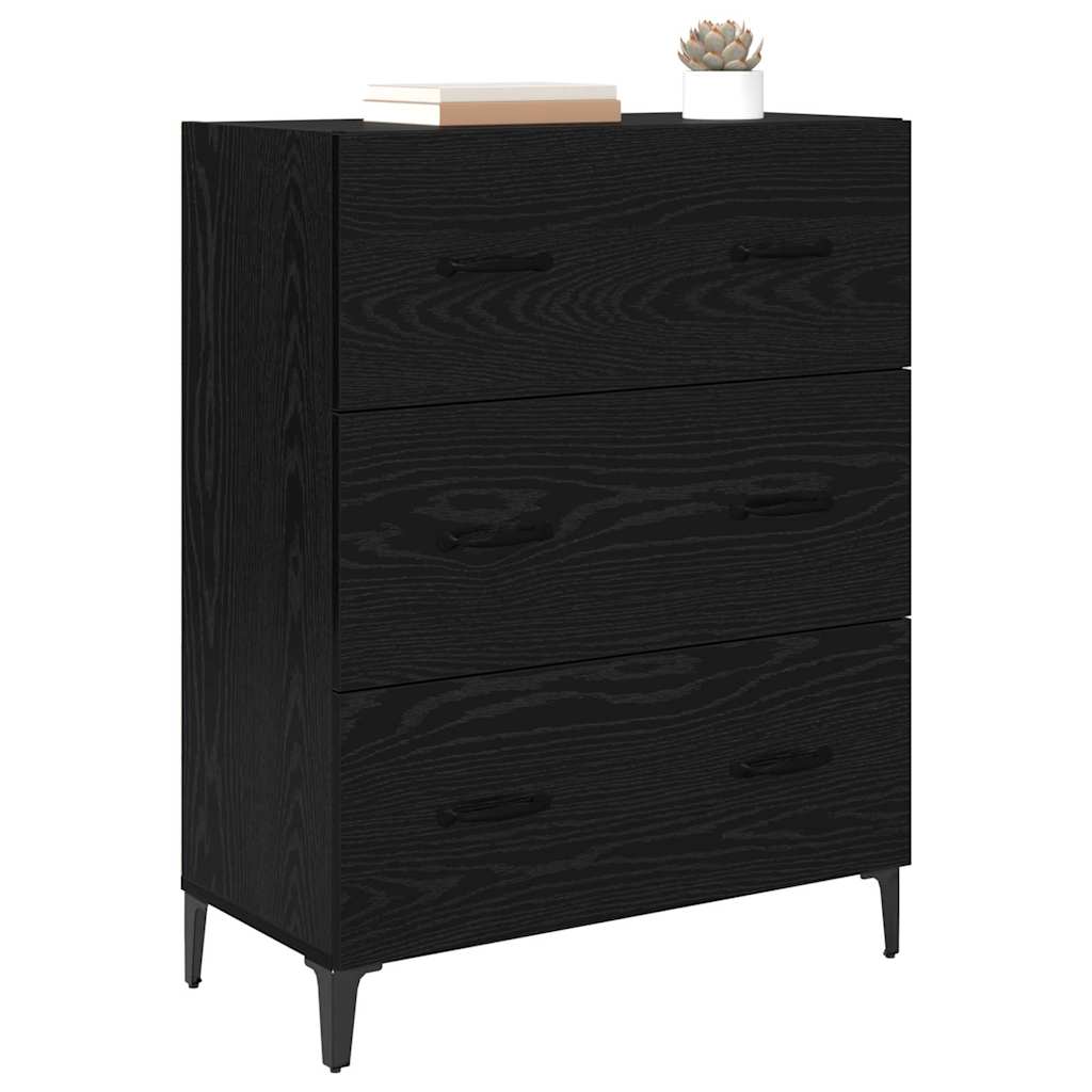 Credenza con cassetto Rovere Nero 69,5 x 34 x 90 cm