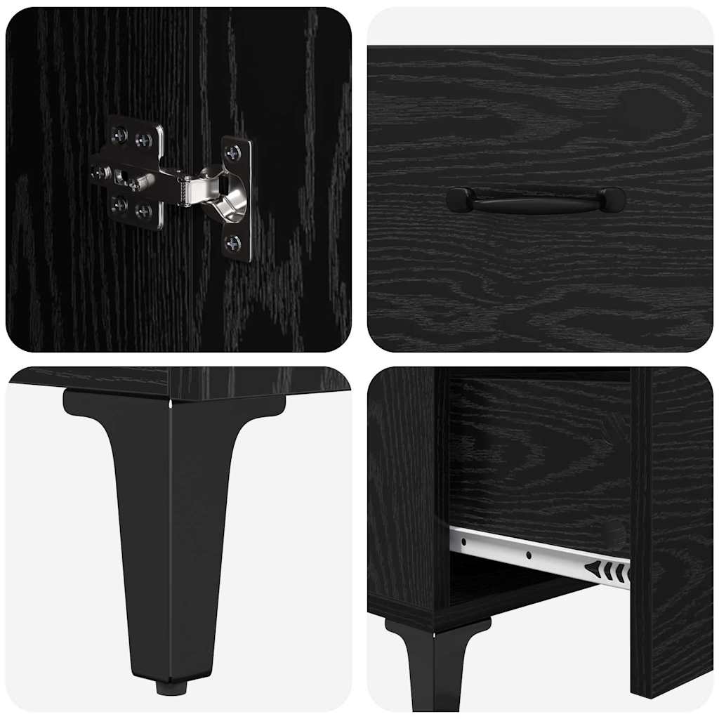 Credenza Rovere Nero 69,5 x 34 x 90 cm Legno multistrato