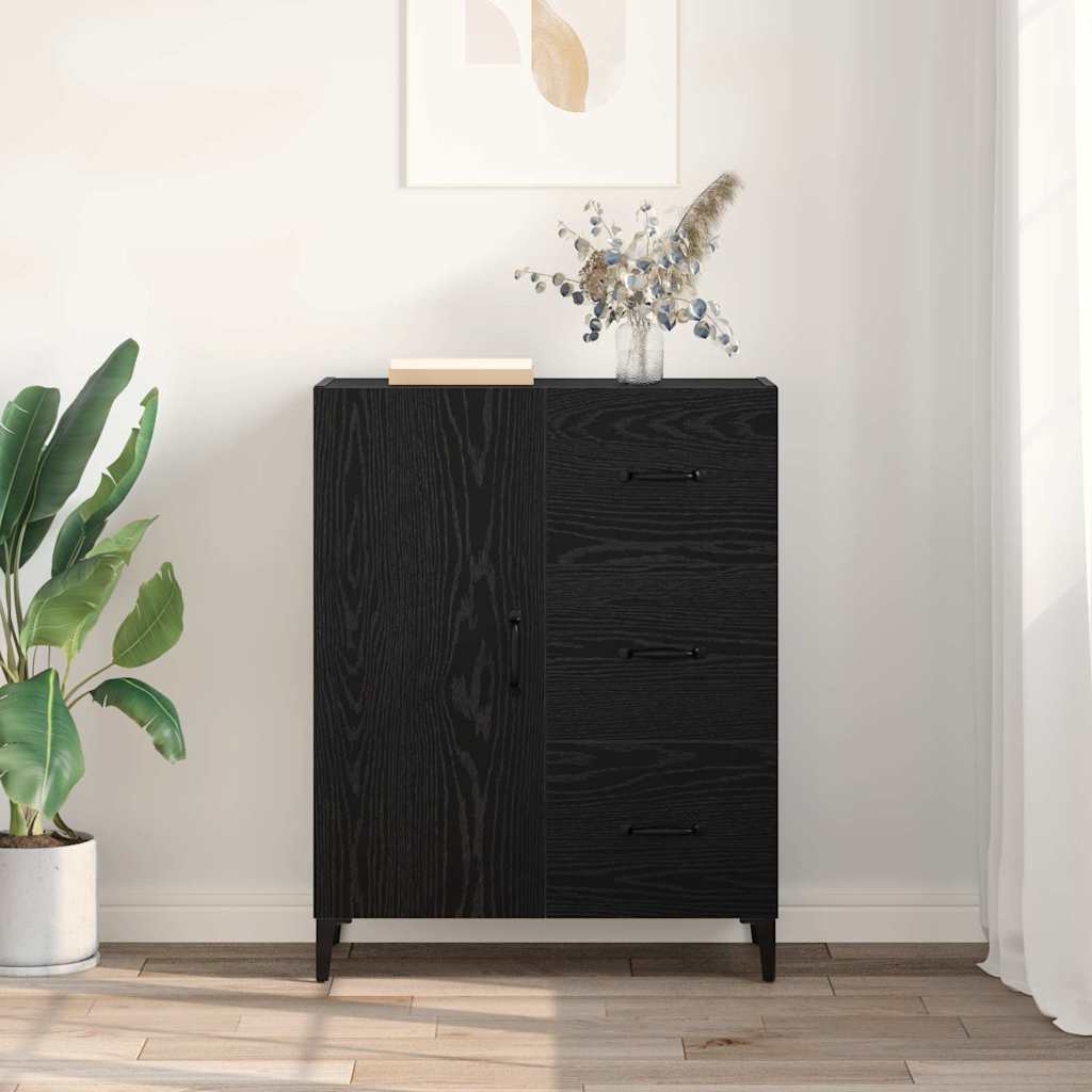 Credenza Rovere Nero 69,5 x 34 x 90 cm Legno multistrato