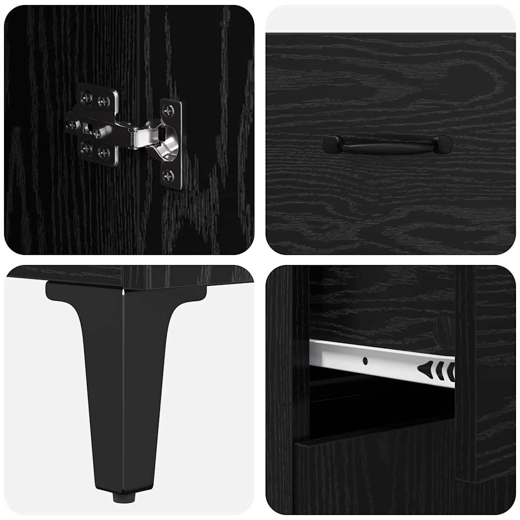 Credenza Rovere nero 34 x 69.5 x 90 cm Legno multistrato