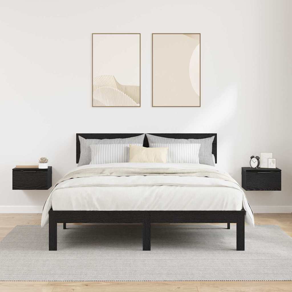 Armadio da Notte con cassetto 2 pcs Rovere nero 34 x 30 x 20 cm