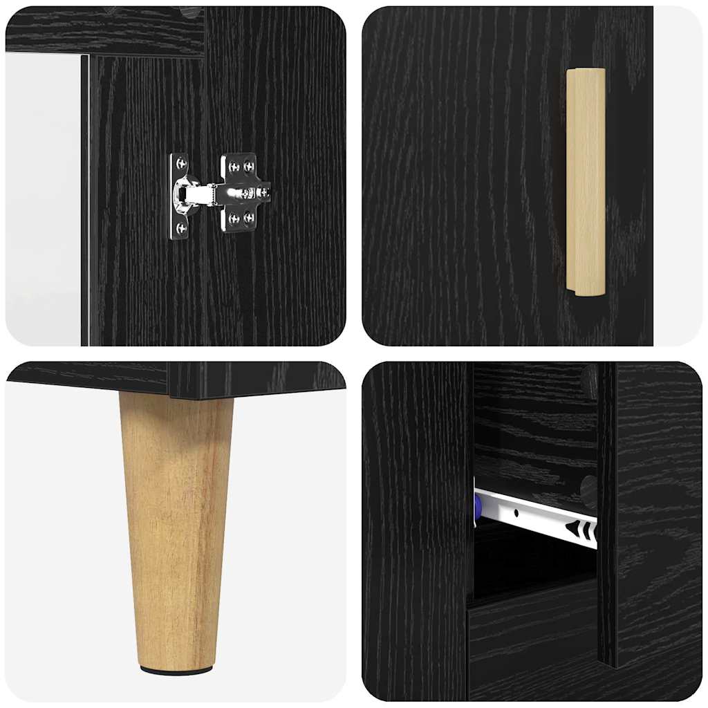 Credenza Rovere Nero 69,5 x 34 x 90 cm Legno multistrato