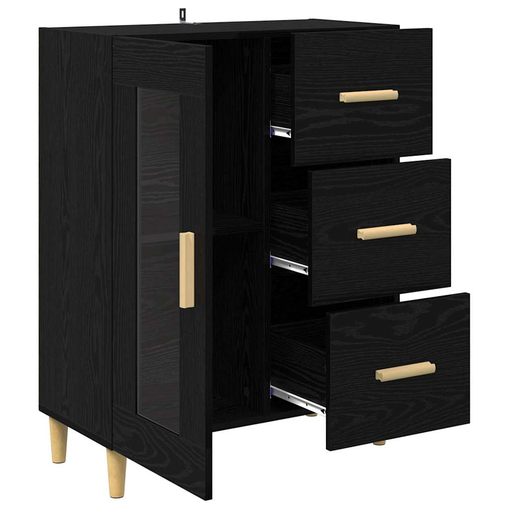 Credenza Rovere Nero 69,5 x 34 x 90 cm Legno multistrato