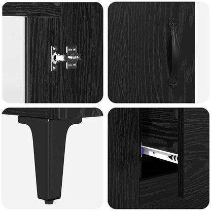 Credenza con cassetto Rovere Nero 69,5 x 34 x 90 cm