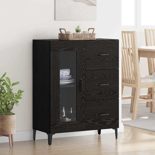 Credenza con cassetto Rovere Nero 69,5 x 34 x 90 cm