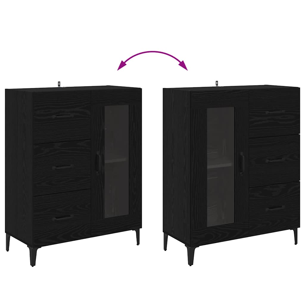 Credenza con cassetto Rovere Nero 69,5 x 34 x 90 cm