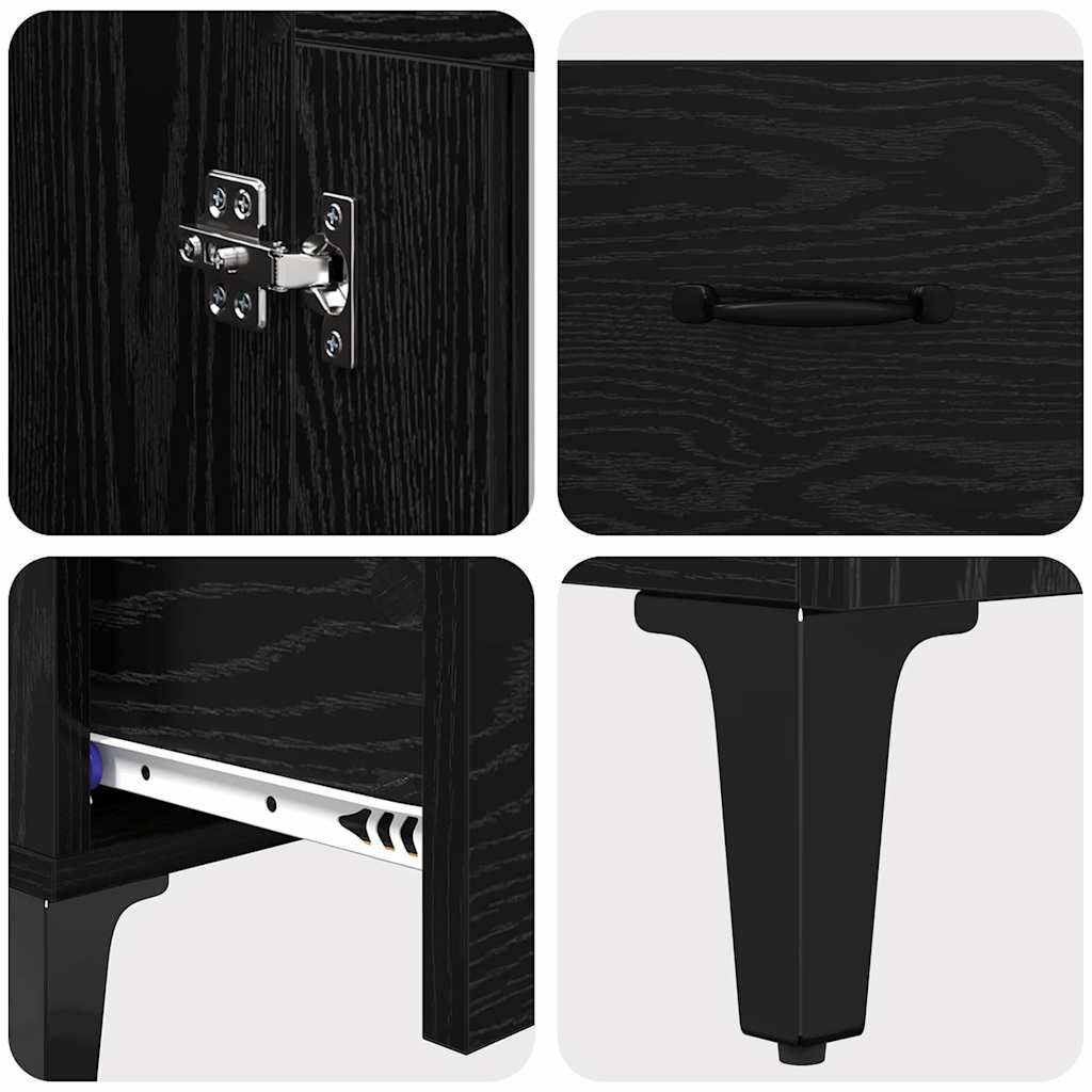 Credenza con cassetto Rovere Nero 70 x 31 x 115 cm