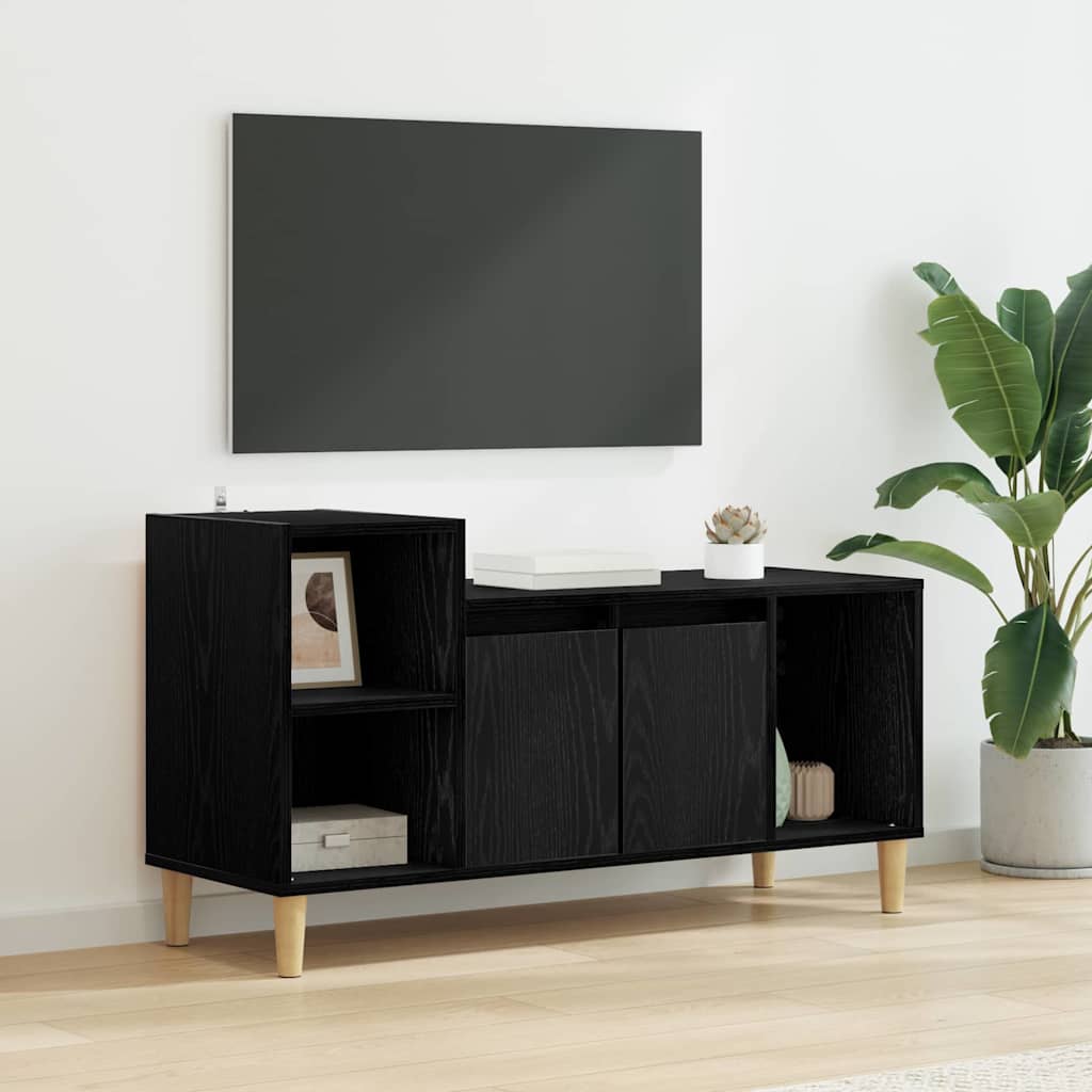 Mobile TV 100 x 35 x 55 cm Rovere Nero Legno ingegnerizzato