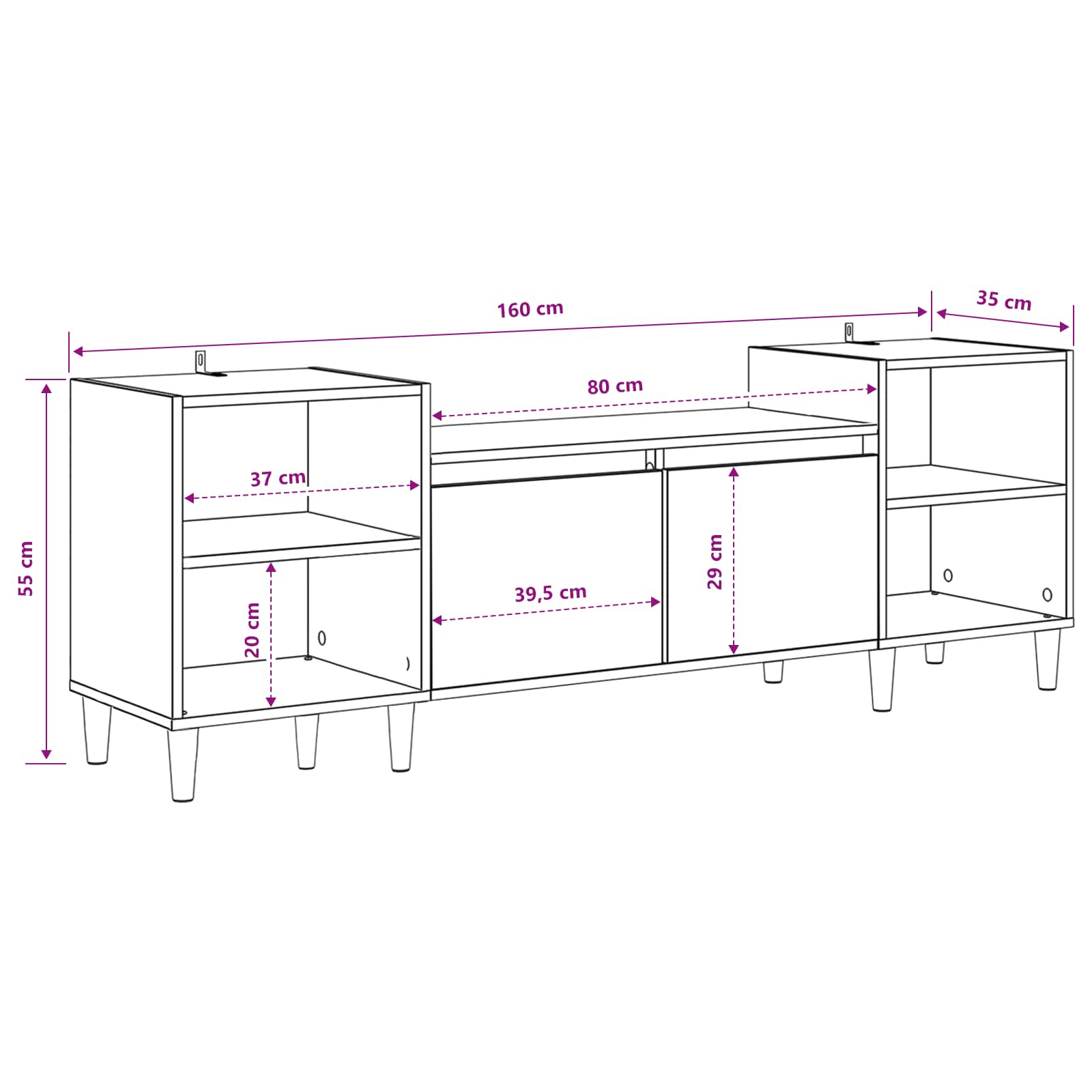 Mobile TV Legno vecchio 160 x 35 x 55 cm Legno multistrato | homemem39