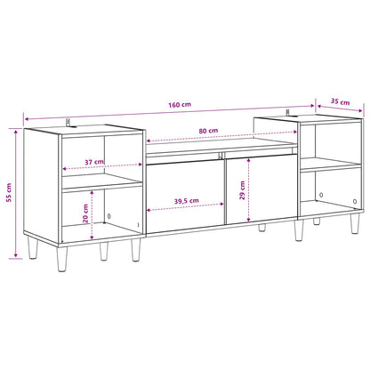 Mobile TV Rovere artigianale 160 x 35 x 55 cm Legno multistrato | homemem39