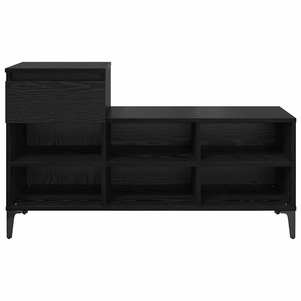 Mobile per scarpe con cassetto Rovere nero 102 x 36 x 60 cm