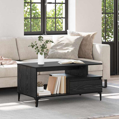 Tavolino da salotto con cassetto Rovere Nero 90 x 49 x 45 cm | homemem39