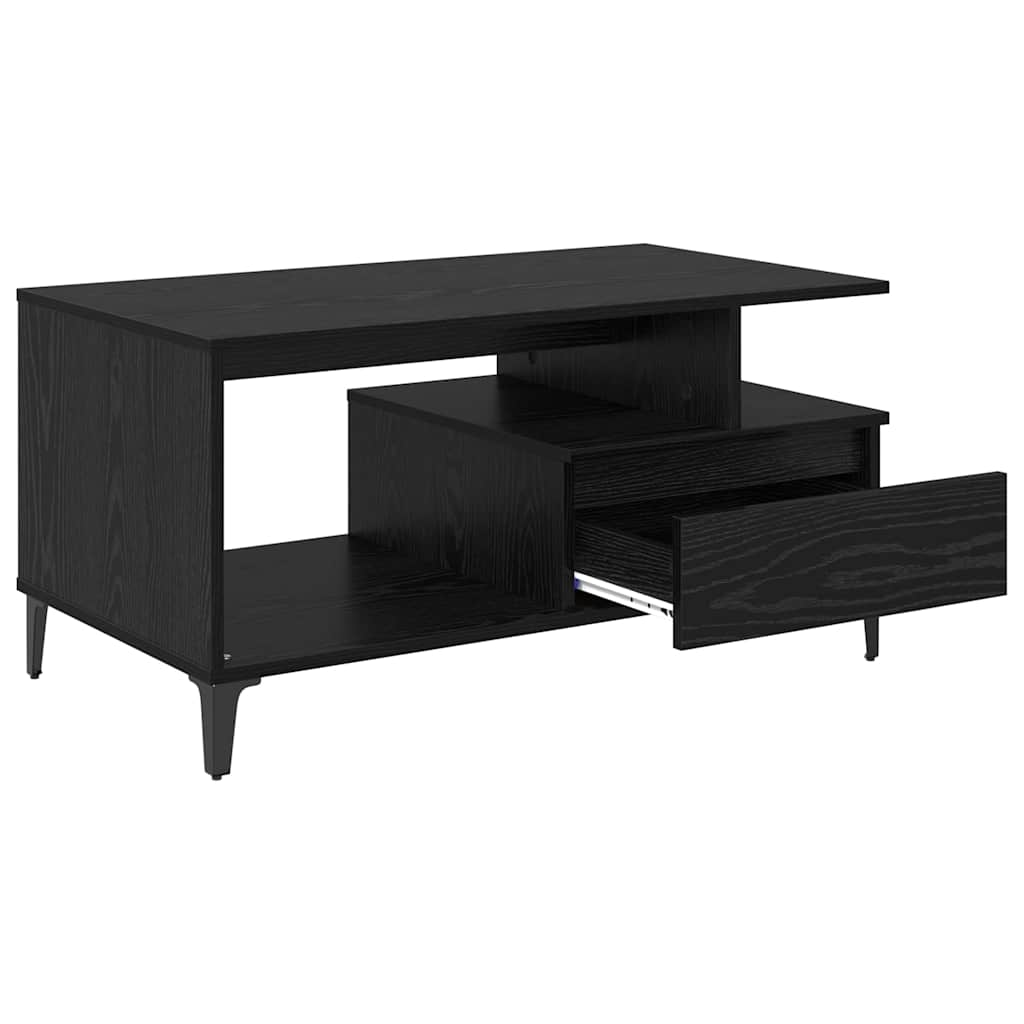 Tavolino da salotto con cassetto Rovere Nero 90 x 49 x 45 cm | homemem39