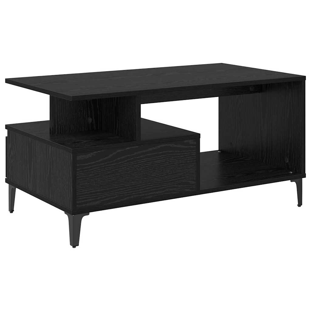 Tavolino da salotto con cassetto Rovere Nero 90 x 49 x 45 cm | homemem39