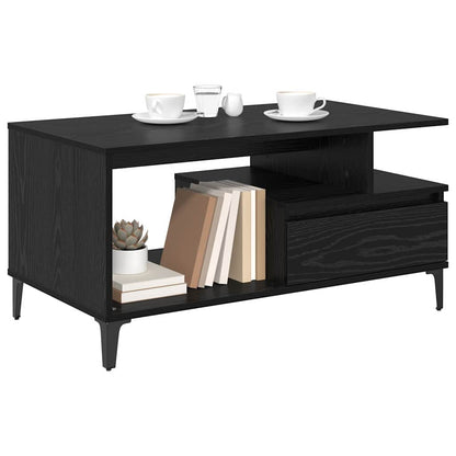 Tavolino da salotto con cassetto Rovere Nero 90 x 49 x 45 cm | homemem39
