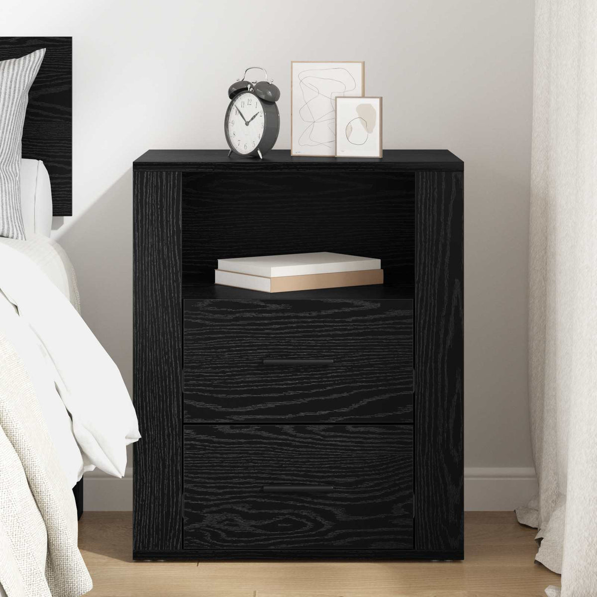 Armadio da Notte Rovere Nero 35 x 50 x 60 cm | homemem39