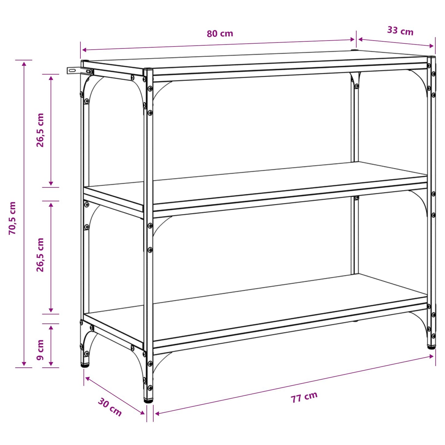 Armadio per Libri Rovere Nero 80 x 33 x 70,5 cm | homemem39
