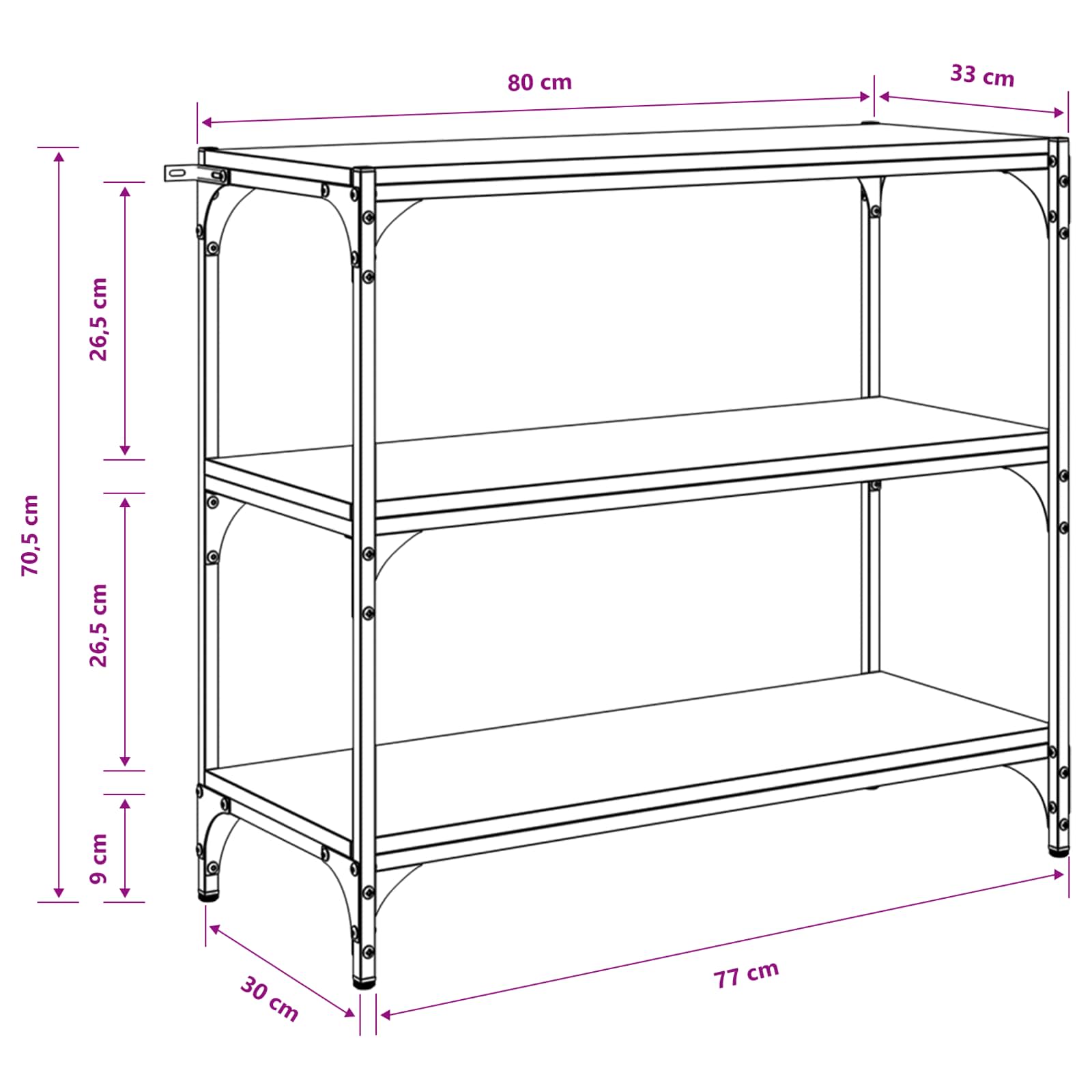 Armadio per Libri Rovere Nero 80 x 33 x 70,5 cm | homemem39