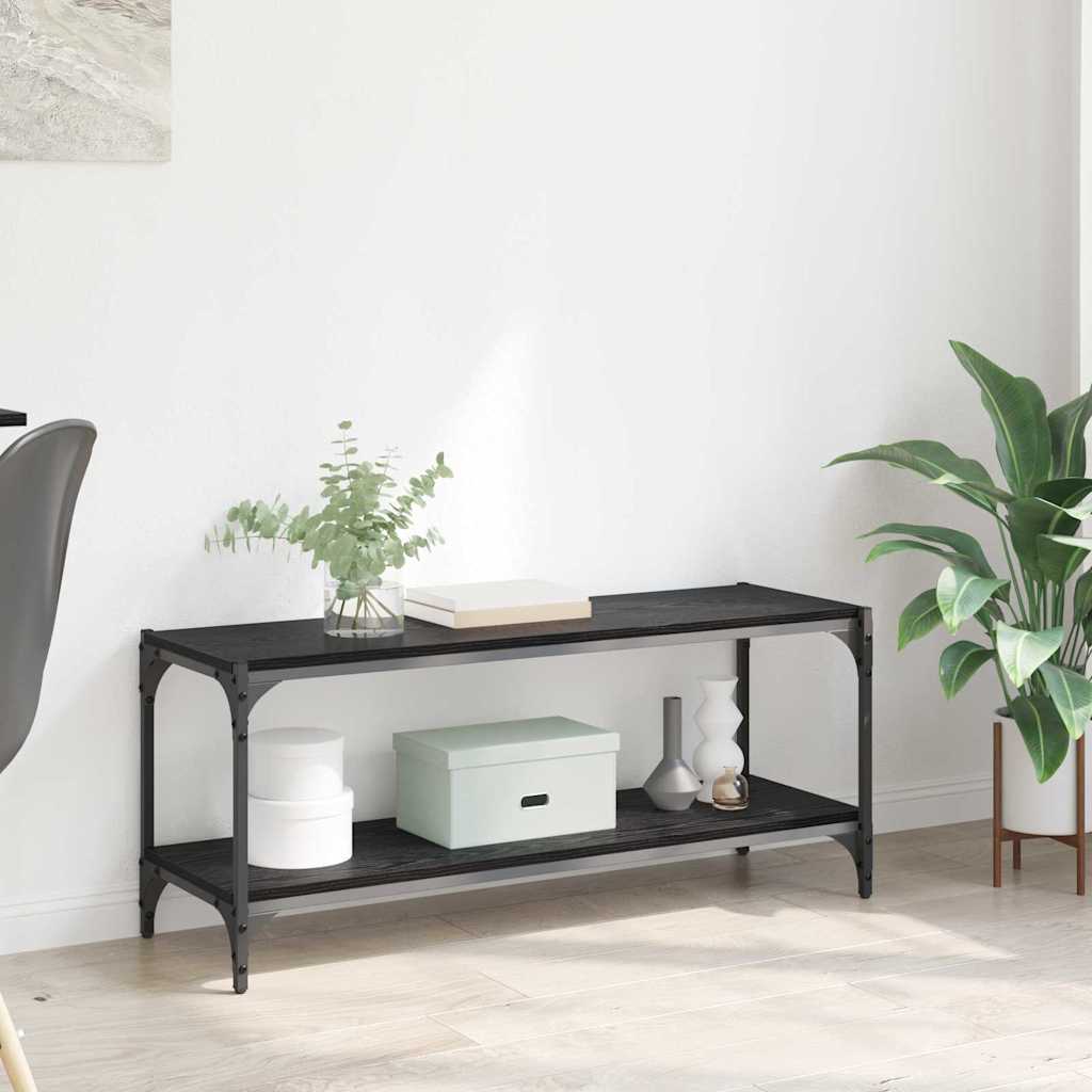 Mobile TV Rovere Nero 100x33x41cm Legno ingegnerizzato e ferro