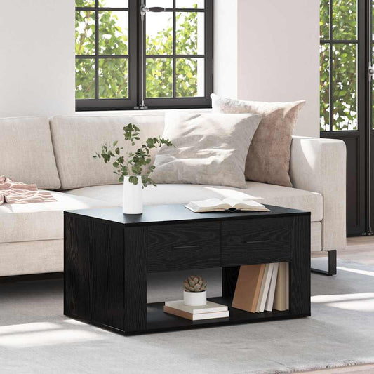 Tavolino da salotto con cassetto Rovere Nero 80 x 50 x 40 cm | homemem39