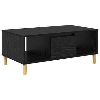 Tavolino da salotto con cassetto Rovere Nero 90 x 50 x 26.5 cm