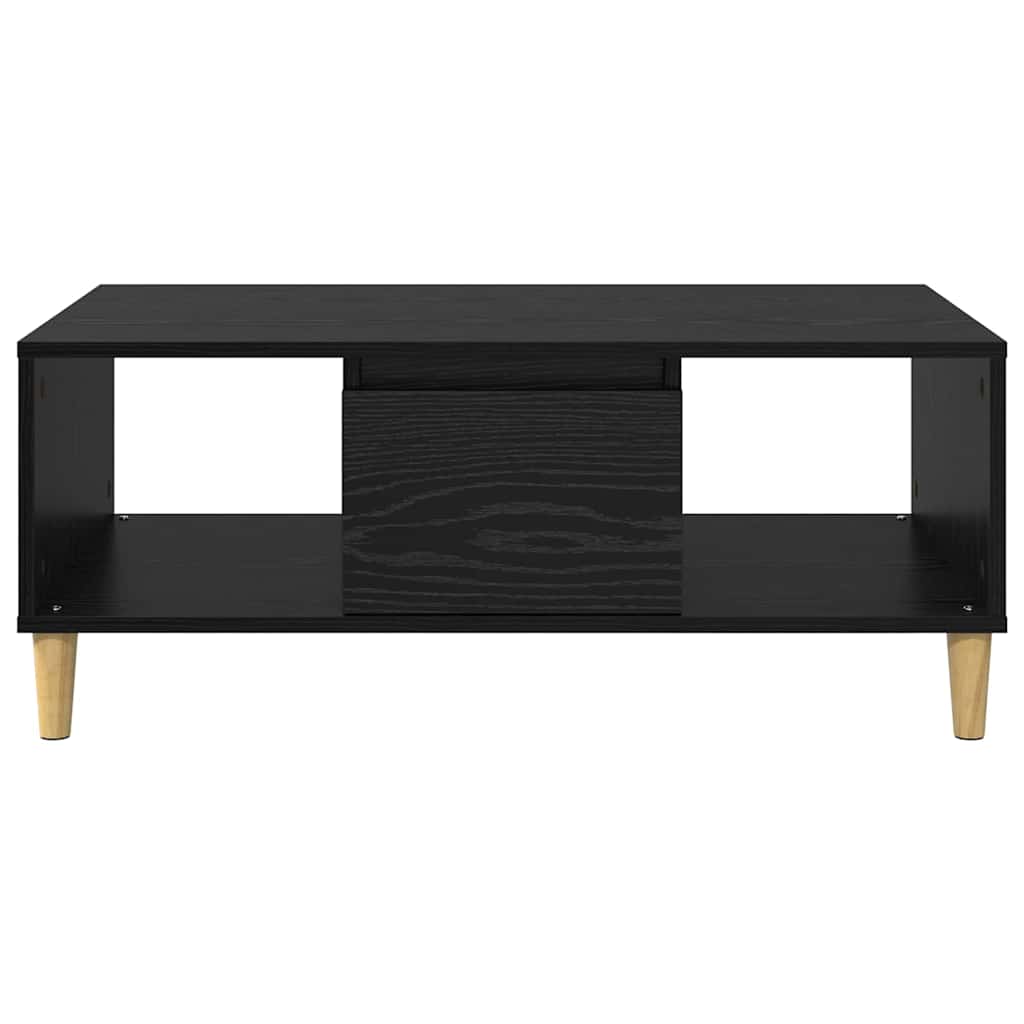 Tavolino da salotto con cassetto Rovere Nero 90 x 50 x 26.5 cm
