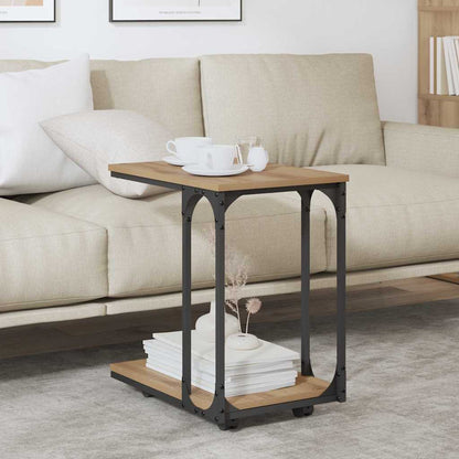 Tavolo laterale con ruota Rovere artigianale 50 x 35 x 55.5 cm