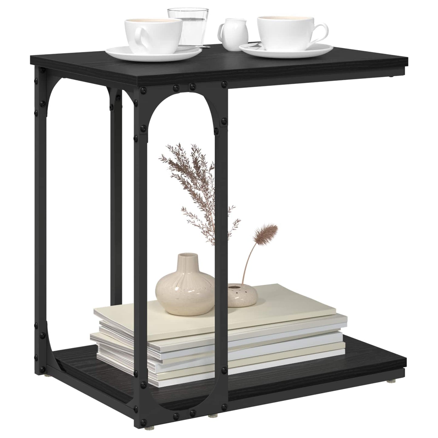 Tavolo laterale Rovere Nero 50 x 35 x 52 cm Legno multistrato | homemem39