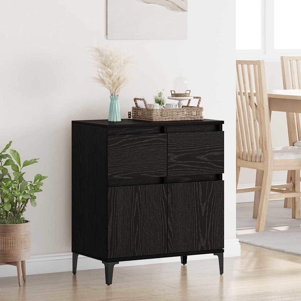 Credenza con cassetto Rovere Nero 60 x 35 x 70 cm