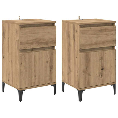 Armadio da Notte 2 pcs Rovere artigianale 40 x 35 x 70 cm