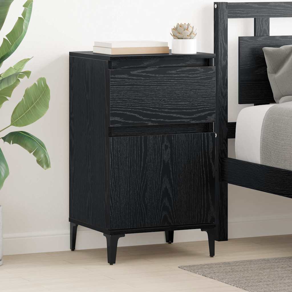Armadio da Notte con cassetto 2 pcs Rovere Nero 40 x 35 x 70 cm | homemem39