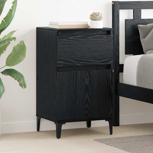 Armadio da Notte con cassetto 2 pcs Rovere Nero 40 x 35 x 70 cm | homemem39