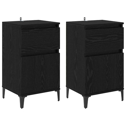 Armadio da Notte con cassetto 2 pcs Rovere Nero 40 x 35 x 70 cm | homemem39