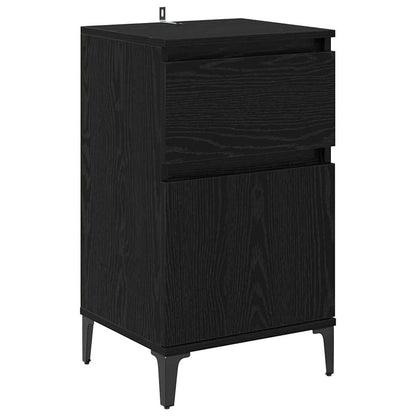 Armadio da Notte con cassetto 2 pcs Rovere Nero 40 x 35 x 70 cm | homemem39