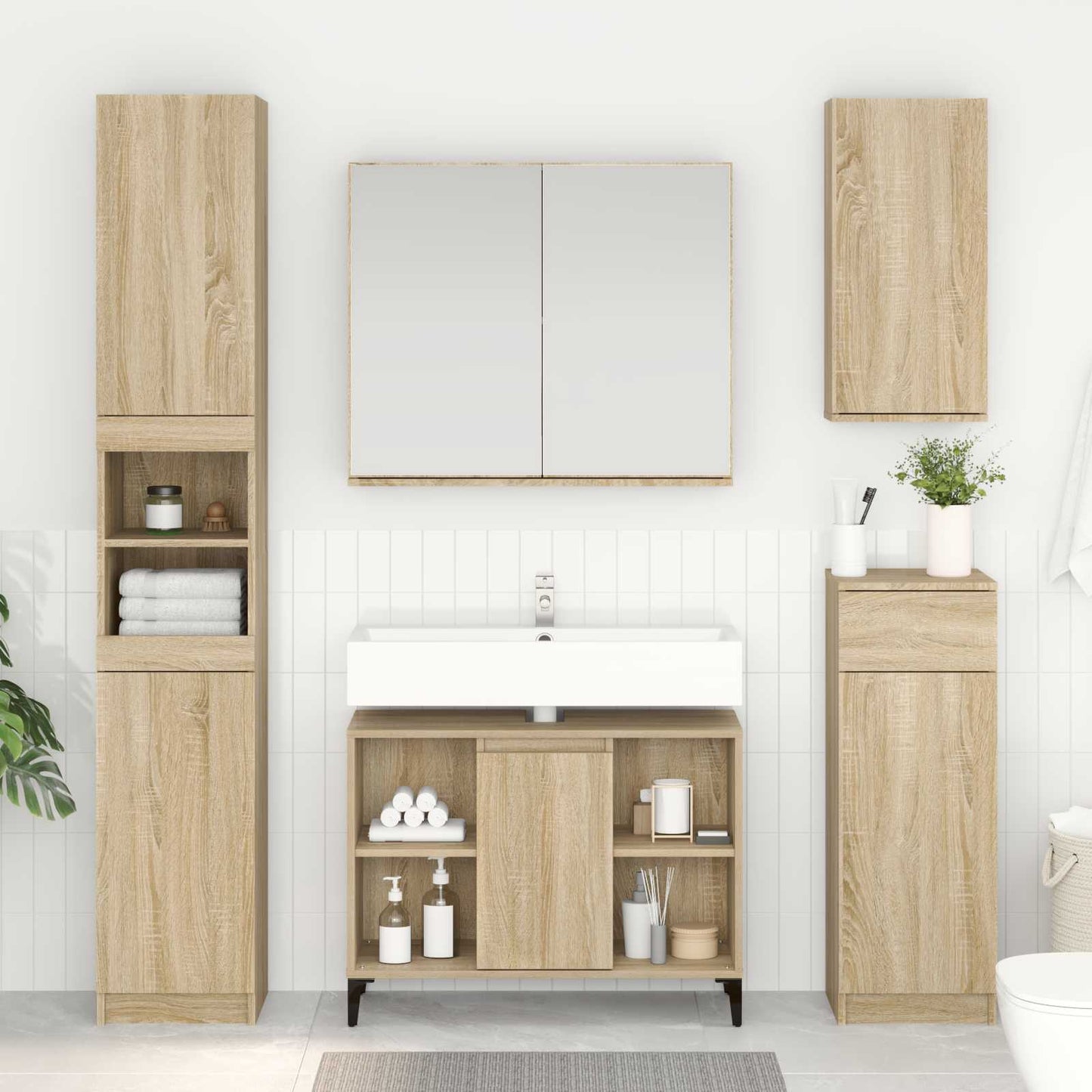 Armadio sottolavello con porta Rovere Sonoma 80 x 33 x 60 cm | homemem39