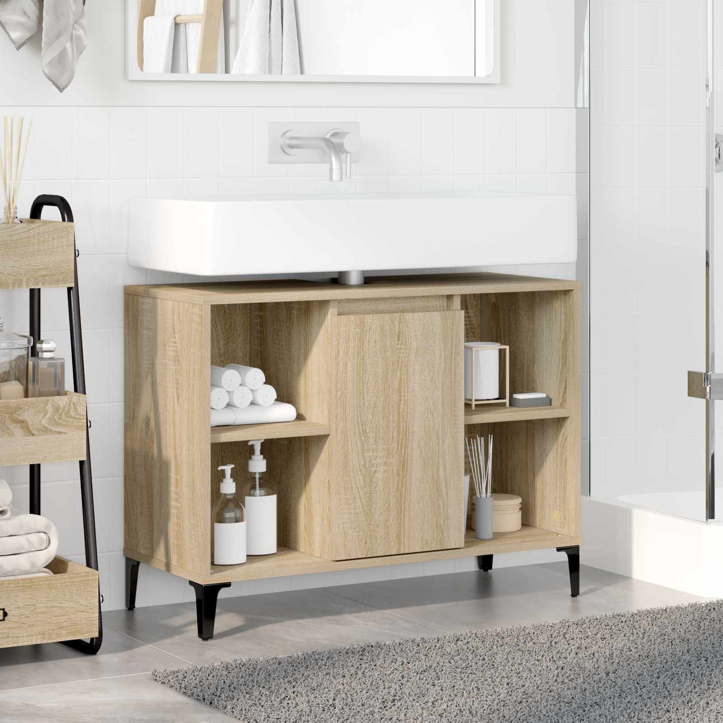 Armadio sottolavello con porta Rovere Sonoma 80 x 33 x 60 cm | homemem39