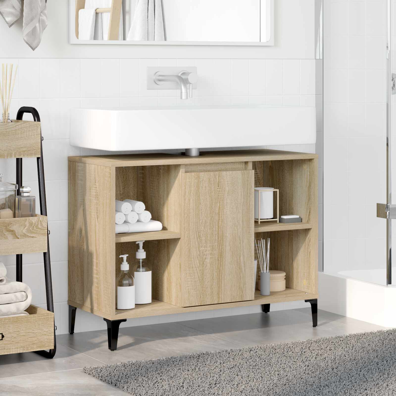 Armadio sottolavello con porta Rovere Sonoma 80 x 33 x 60 cm | homemem39