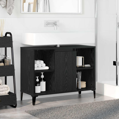 Armadio sottolavello con porta Rovere Nero 80 x 33 x 60 cm | homemem39