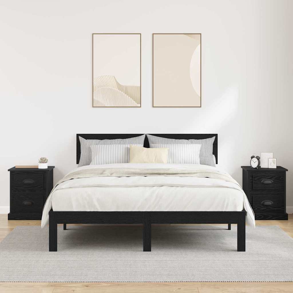 Armadio da Notte 2 pcs Rovere nero 39 x 39 x 47.5 cm