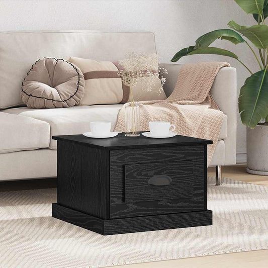 Tavolino da salotto con cassetto Rovere Nero 50 x 50 x 35 cm