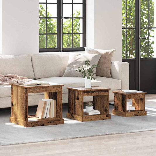 Tavolino da salotto 3 pcs Legno vecchio Legno multistrato | homemem39