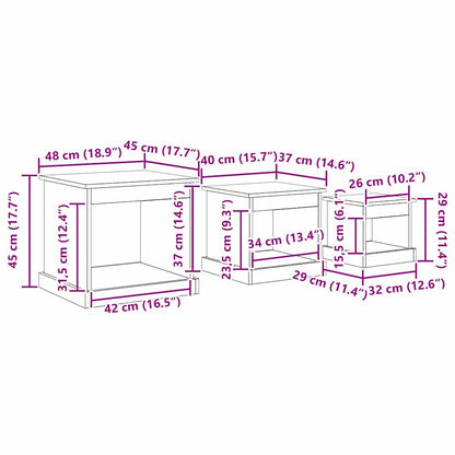 Tavolino da salotto 3 pcs Legno vecchio Legno multistrato