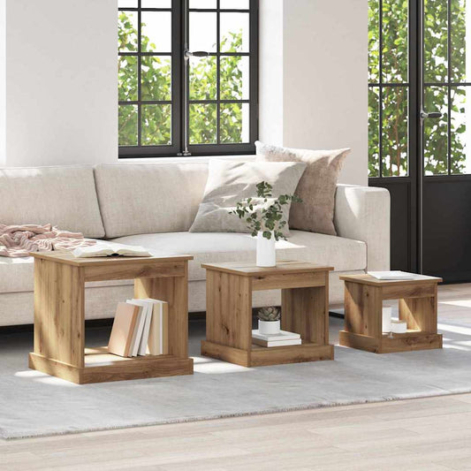 Tavolino da salotto 3 pcs Rovere artigianale 48 x 45 x 45 cm | homemem39
