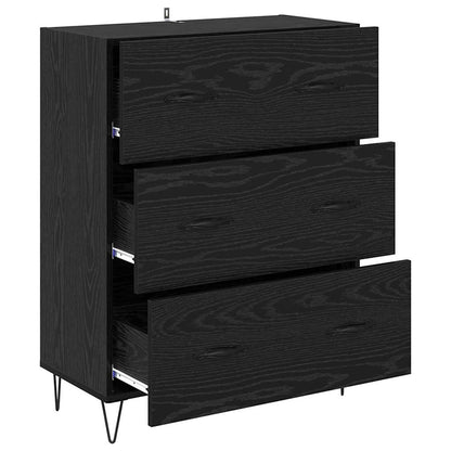 Credenza con cassetto Rovere Nero 69,5 x 34 x 90 cm