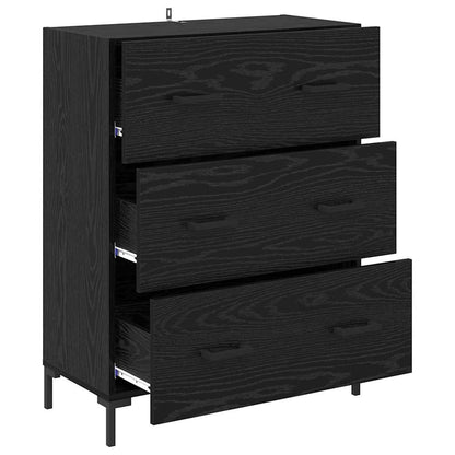 Credenza con cassetto Rovere Nero 69,5 x 34 x 90 cm