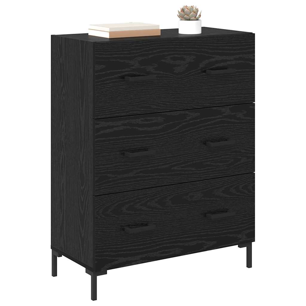Credenza con cassetto Rovere Nero 69,5 x 34 x 90 cm