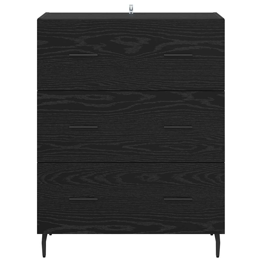 Credenza con cassetto Rovere Nero 69,5 x 34 x 90 cm