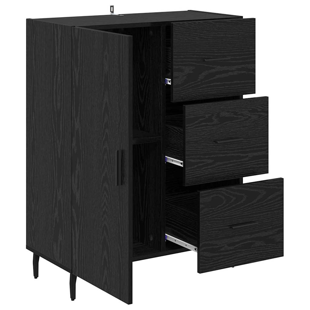 Credenza con cassetto Rovere Nero 69,5 x 34 x 90 cm